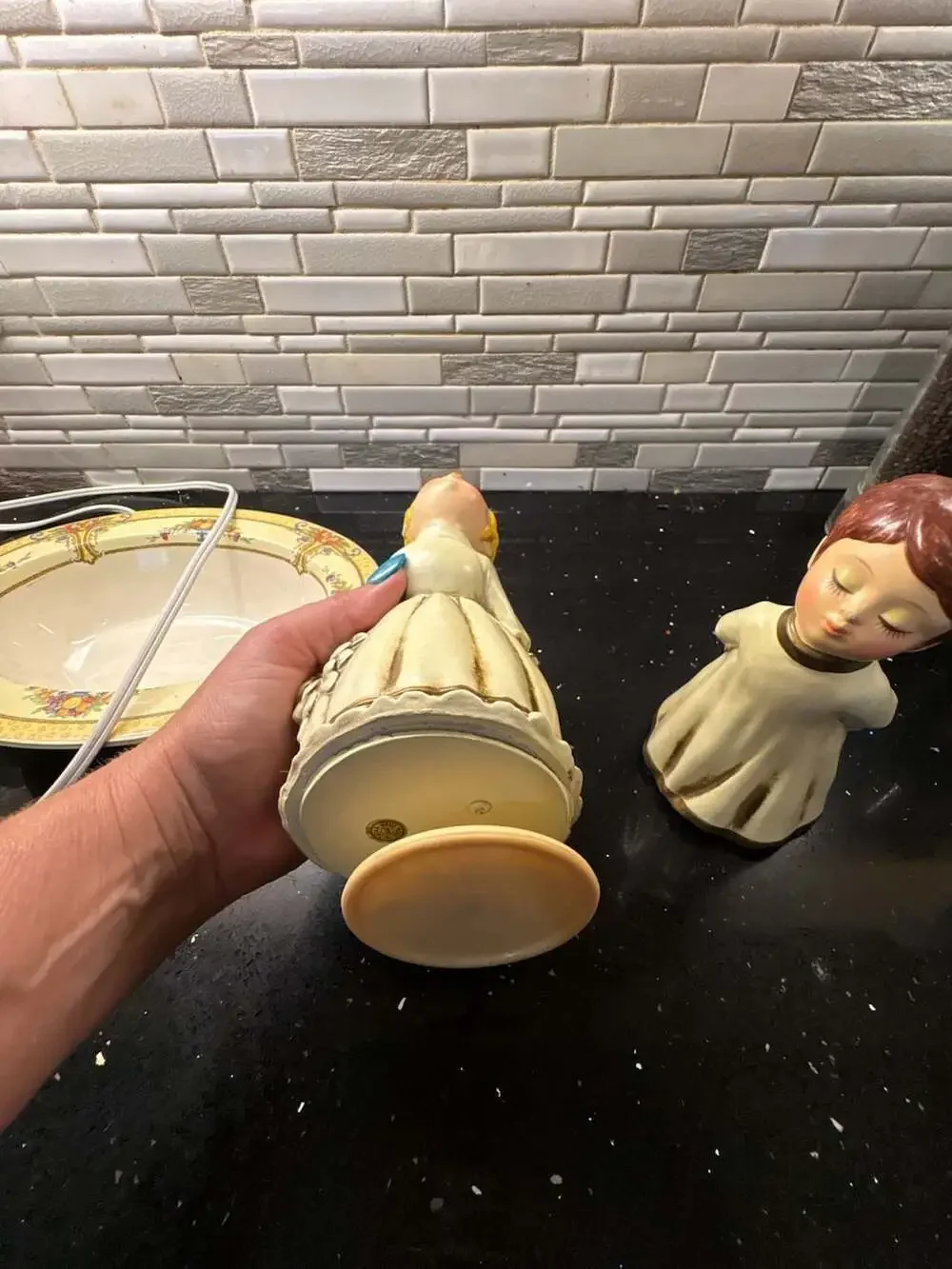 Vintage Mid Century Kissing Angels Christmas Figurines Pair